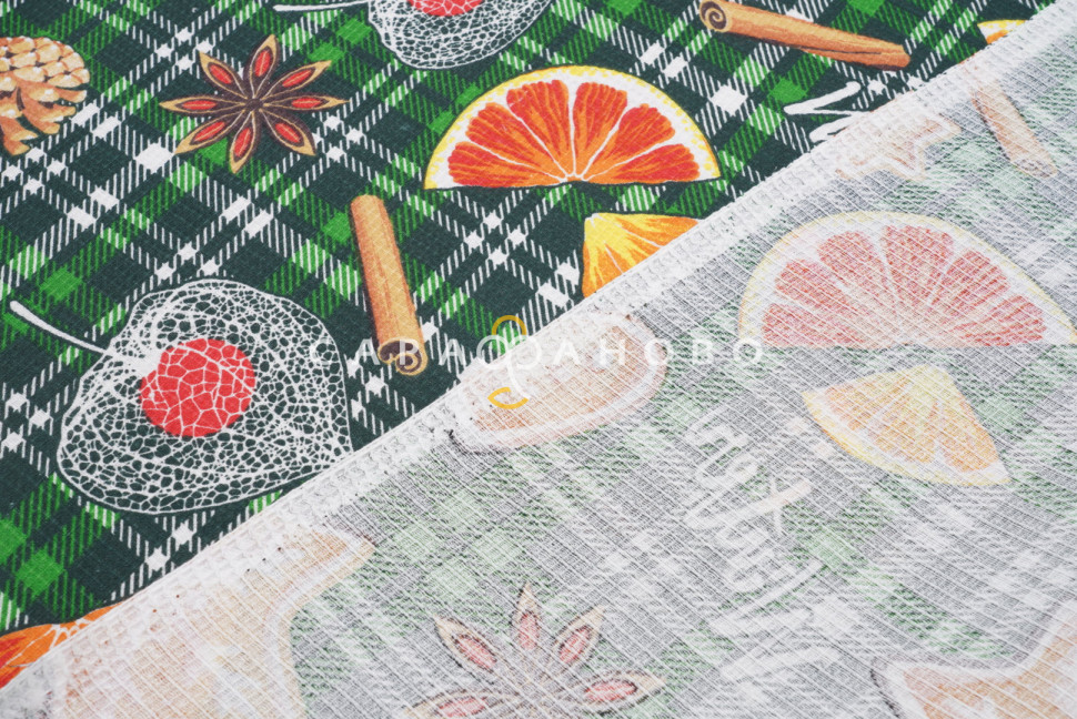 Ткань Вафельное полотно 150 см 155 гр 500026/1 Рождественский аромат