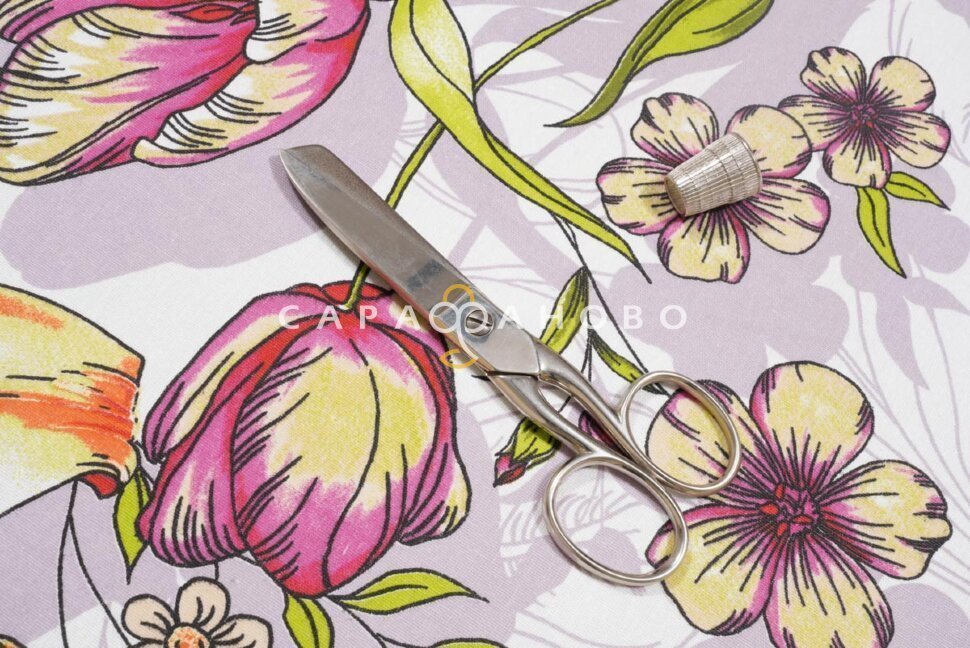 Ткань Бязь 220 см. набивная Садовый цвет рис. 28186/1