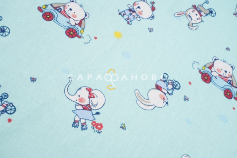 Бязь набивная 150 см 138 г/м2 №792 - 2П Веселый транспорт 