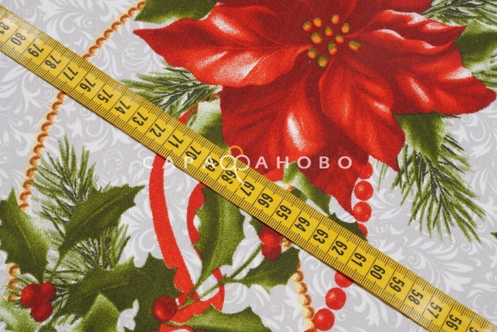 Ткань Дорожка набивная 50 см Новогодняя дорожка рис 30028 вид 1