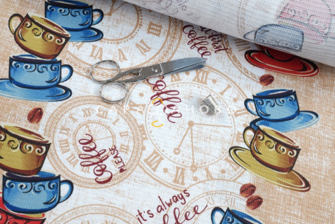 Ткань Полотно вафельное 50 см "Кофейная пара" рис 5527 вид 1