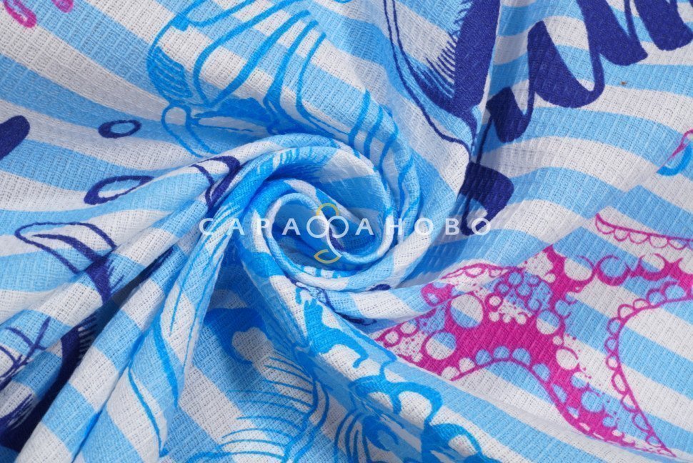 Ткань вафельное полотно 150 см рис. 219в2 Пляж