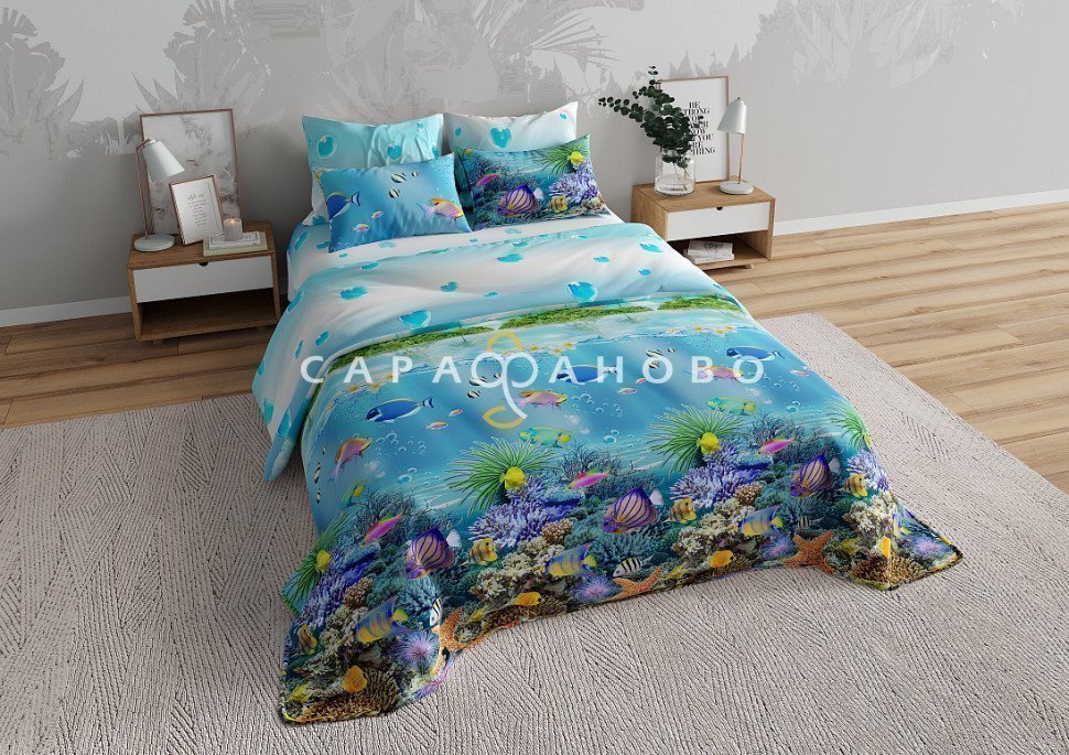 Ткань Перкаль 220 см рис. Морское дно (компаньон)